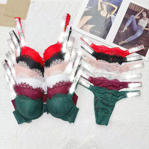 Ensemble de lingerie sexy à broderies florales, lingerie sexy pour femmes, sous-vêtements sensuels fantaisie, ensemble de soutien-gorge à volants, <span class=keywords><strong>Victoria</strong></span> and Secret - Product Image 1
