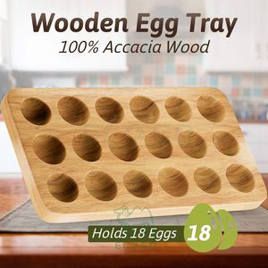 Wooden Egg Holder for 18 Eggs <b>Tray</b> Acacia Multi Egg Holder for Families Bamboo Egg Organizer for <b>Fridge</b>, Kitchen, Countertop - Product Image 5