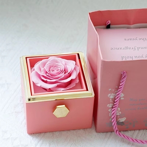 Scatola in Acrilico per Collana e Anello con Rose Vere per Regalo di San Valentino, Rosa Eterna Romantica Preservata, Gioiello 2025 - Product Image 6