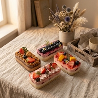 Boîte à gâteaux transparente en gros, écologique, résistante à la chaleur et imperméable, pour brownies, desserts, tiramisu, bonbons, avec étiquette en papier