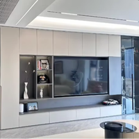 Mueble de TV Moderno y Minimalista para Pared Completa con Estantes con Pantalla LED, Almacenamiento Personalizado para Sala de Estar con Gran Capacidad de Organización