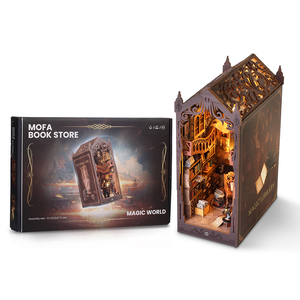 Kit de bibliothèque DIY Magic Book Nook, <span class=keywords><strong>puzzle</strong></span> en bois <span class=keywords><strong>3D</strong></span>, maison de poupée <span class=keywords><strong>Harry</strong></span>, miniatures, modèle de construction, serre-livres avec meubles et lumière LED - Product Image 6