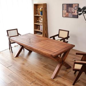 Mesa Larga de Teca Vintage, Estilo Retro del Sudeste Asiático, Mesa de Comedor Rectangular, Madera Sólida Ecológica Hecha a Mano para Hotel, Villa o Hostal - Product Image 4