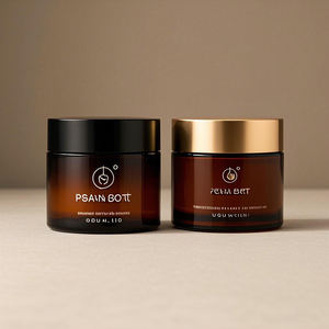 Botol Kaca Amber 10g 30g 50g untuk Perawatan Kulit, Kapasitas 1oz, Kemasan Krim Wajah, Perawatan Pribadi, Aluminium Hitam, Kosmetik Herbal, Losion - Product Image 1