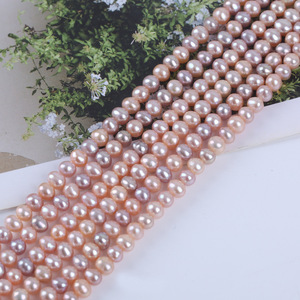 Perles de Zhuji, perles d'eau douce naturelles, 5-5,5 mm, rose, violet, elliptiques, enfilées pour collier, bracelet, vente en gros - Product Image 5