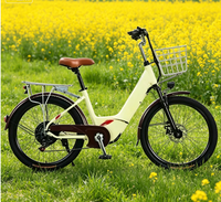 Bicicleta Eléctrica Económica de 26 Pulgadas y 48V para Mujer y Hombre, Bicicleta Eléctrica Urbana de 350W y 20Ah con Motor sin Escobillas de Litio-Ion y Cesta para Adultos
