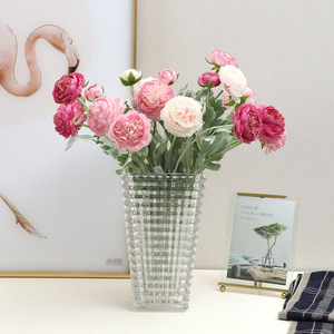 Bouquet de fleurs artificielles en soie, 20 pouces, trois têtes, toucher réel, écologique, fait main, imperméable, moderne, pour mariage, fête des mères - Product Image 1