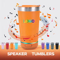 Cangkir Tumbler kopi bir Speaker musik Bluetooth nirkabel 16oz dengan tutup luar ruangan dinding ganda Speaker musik pesta Tumbler