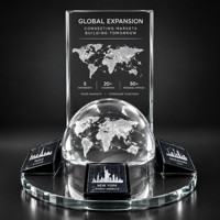 Trophée globe en cristal K9 personnalisé Neelpure 192986, cadeau souvenir pour récompense d'entreprise, reconnaissance de partenariat et d'expansion mondiale