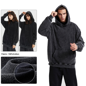 เสื้อฮู้ดดี้โอเวอร์ไซส์พิมพ์ลายดิจิทัลปักลายแบบกำหนดเองสำหรับฤดูหนาว ผลิตจากผ้าฝ้าย 100% หนัก 400gsm ซักแบบวินเทจ เป็นมิตรต่อสิ่งแวดล้อม - Product Image 2