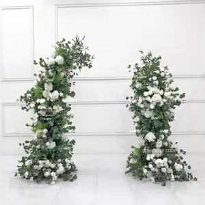 GNW Decor Wedding Curved Rose Morning Flower Wedding Arch Backdrop With Flowers
