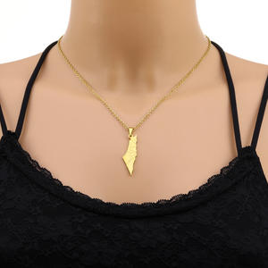 Venta caliente <span class=keywords><strong>Europa</strong></span> América <span class=keywords><strong>Israel</strong></span> y Palestina <span class=keywords><strong>Mapa</strong></span> Collar Acero inoxidable Moda Personalidad Colgante - Product Image 6