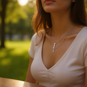 Collana in Acciaio Inossidabile con Ciondolo Lettera I, Catena Singola da 1 Cm, Gioielli alla Moda - Product Image 2