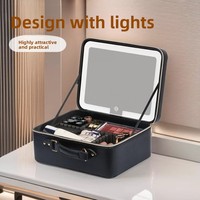 Trousse de Maquillage Personnalisable en PU 20-35L, Design Élégant, Poignée Souple, Fermeture Éclair, Polyvalente, Portable, Professionnelle pour le Nail Art