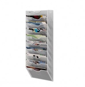 Mesh Metal 10 Pocket Hanging Wall File Organizer Wall Mount Paper <b>Folder</b> Holder Letter Rack Magazine Rack - Product Image 4