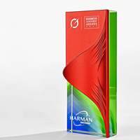 Trophée haut de gamme pour récompense personnalisée en cristal et métal pour employés, idéal pour les réunions annuelles d'entreprise et les événements créatifs.