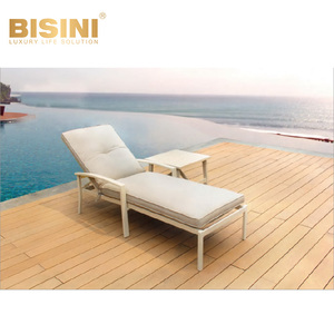 Set Contemporaneo di Chaise Longue e Tavolo per Hotel, Mobili <span class=keywords><strong>da</strong></span> Esterno in Alluminio e Rattan per Villa, Arredamento <span class=keywords><strong>da</strong></span> <span class=keywords><strong>Giardino</strong></span> Impermeabile per Patio - Product Image 3