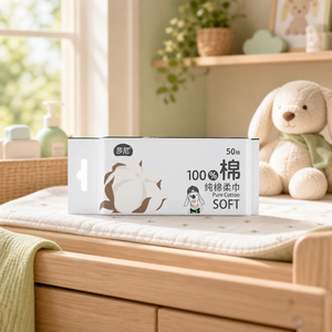 Serviette en coton pur 100% douce, 50 unités, OEM ODM, pour affichage suspendu, serviette faciale en coton pur, douce pour peaux sensibles, pour bébés et nourrissons - Product Image 3