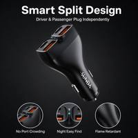 Adaptador de Corriente para Auto con Doble USB C PD 33W y USB A 22.5W, con LED Verde y 4 Puertos, Cargador Rápido para Viajes Familiares y SUVs, con Logotipo Personalizado de Fábrica