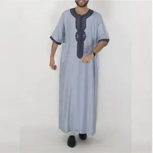 YWQS Polyester fiber fitting saudi prayer manufacturers abaya men modern arabic fashion embroidery islamic dubai abaya for men