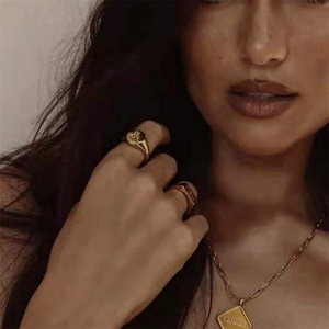 Signet <b>Ring</b> Gold Stainless Steel Plated Engraved Body Rose Flower Free Sample OEM ODM Service <b>Blank</b> <b>Ring</b> Custom <b>Ring</b> XR Jewelry - Product Image 6