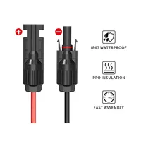 6/4/2,5/1,5mm 10/12/14/16AWG Solarpanel-Verlängerungskabel Schwarz-Rot 30A DC-Steckverbinder PV-Systeme 81-600V