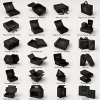 Boîte cadeau magnétique noire et or de luxe avec insert personnalisé pour chocolats, thé, bougies, miel et bijoux