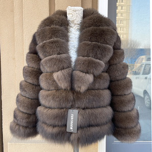 Cappotto Invernale Corto di Alta Gamma per <span class=keywords><strong>Donna</strong></span>, Elegante con Collo in Pelliccia di Volpe e Zibellino, Monopetto, <span class=keywords><strong>Trench</strong></span> Tinto, Caldo - Product Image 2