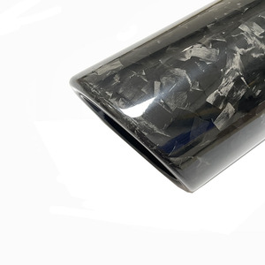 Bộ Giảm Thanh Sợi Carbon Rèn Bóng Cạnh Uốn Cong Thông Dụng Cho Xe Hơi Đầu Xả Đuôi Với Ống Bên Trong Phủ Màu Đen - Product Image 4