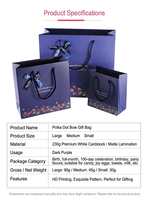 Sacs cadeaux en carton laminé mat de luxe, motif floral, impression de logo personnalisé, résistants à l'humidité, imperméables, avec poignées à cordon, ruban
