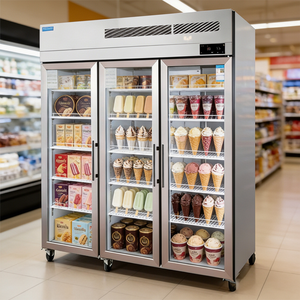 Refrigerador/Congelador Vertical Comercial sin Escarcha de 3 Puertas con Pantalla Digital de Vidrio para Supermercados - Product Image 1