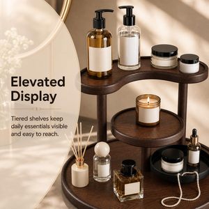 Multi-layer <b>Camping</b> Cosmetic <b>Storage</b> Display Rack Eco-Friendly Silicone <b>Table</b> Surface <b>Storage</b> Shelf - Product Image 4