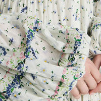 OEM Dames Viscose Tiered Maxi Impression Numérique Floral Manches Longues Ballon Col Chemise Robe Taille Naturelle pour les Femmes