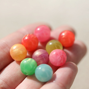 Resin Cloud <b>Beads</b> 12mm Round Gold Glitter Sandblasted For Bracelet Making Loose <b>Beads</b> - Product Image 3