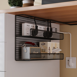 Under <b>Desk</b> Cable Organizer 2 Tier Hook Type Multi Purpose Desktop Storage Wire Management Rack <b>Large</b> Capacity Office Organizer - Product Image 1