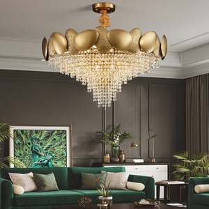 American Hotel Home Decoration Hanging <b>Lights</b> Luxury Gold Led Crystal Raindrop <b>Chandeliers</b> - Product Image 5