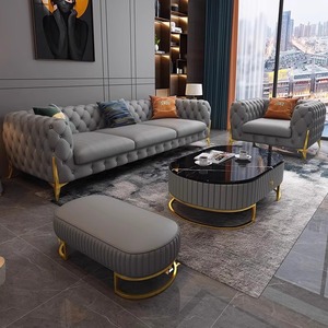 High-End di lusso italiano Designer divano Set luce di lusso in pelle mobili per soggiorno italiano divano combinazione - Product Image 4