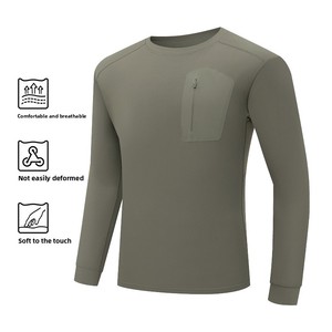 <strong>Bird</strong> Family Same Style Base <strong>Shirt</strong> Men's Autumn Winter Outdoor Casual Crew Neck Long Sleeve Cotton Blend Loose Fit T-<strong>Shirt</strong> Chest - Product Image 1