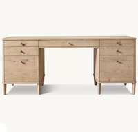 Bureau Delphina en chêne américain massif, style contemporain français, avec tiroir, assemblé, pour bureau et domicile