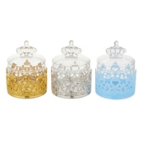 Boîte à bonbons en plastique transparent en forme de couronne, pot à bonbons pour mariage, décoration de table de fête