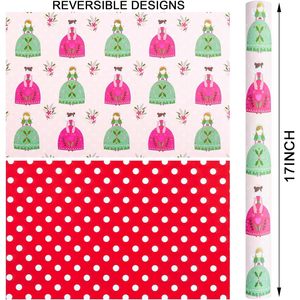 Pink Christmas Wrapping Paper Roll 17in x 33ft Double Sided Eco Friendly Gift Wrap For Baby Shower Birthday Craft - Product Image 2