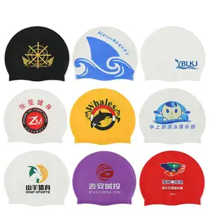 Customized Logo High Elastic Unisex Waterproof Flat Swim Caps Printing Silicone Swimming Cap Hat