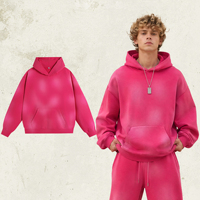 Sweat à capuche rétro dégradé pour l'hiver, style vintage délavé, coupe oversize, en molleton brossé 400 g/m², unisexe, personnalisable, OEM, vente en gros