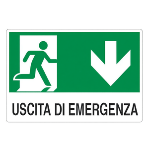 Panneau de sortie de secours 30x20cm vert avec flèche directionnelle vers le bas, indicateur de sécurité pour bâtiments - Product Image 2