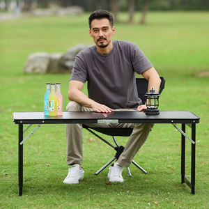 Folding Camping <b>Table</b> With Stools Lightweight Portable <b>Outdoor</b> Picnic Camp <b>Table</b> Adjustable Height - Product Image 4
