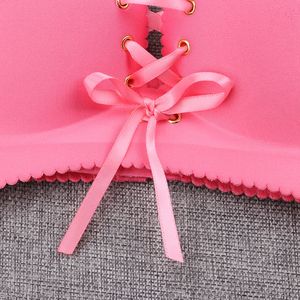 Soutien-gorge une pièce pour filles de couleur unie soutien-gorge confortable sans fil Push up Sexy Halter soutien-gorge - Product Image 4