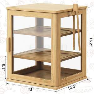 <b>Large</b> 3-Layer Rectangle Bamboo Food Storage Bread <b>Box</b> with Window for Kitchen Countertop - Product Image 6