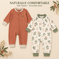 Combinaison bébé minimaliste à manches longues 100% coton, couleur personnalisée, lavable, douce, unisexe, fabrication directe d'usine, vêtements pour enfants, body