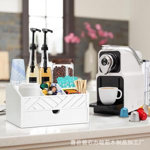Caja de almacenamiento de cápsulas de café con cajón para bar de cafetería, organiza cápsulas, bolsitas de té y accesorios, color blanco - Product Image 4