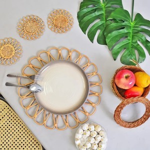 Napperon en rotin en forme de fleur, décoration murale suspendue Boho, plaques de chargement en rotin, vente en gros, meilleur prix - Product Image 4